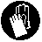 Black circular icon with white pixelated hand cursor pointing upward, holding a vertical line with a small horizontal bar at the top.