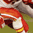 A contact sheet of five animated frames showing football players in red and white uniforms with the number 31, alongside a text panel displaying "PRIEST HOLMES" and an X-shaped logo on a red background.
