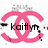 Pixelated pink double-C logo with black text 'kaitlyn' overlaid, surrounded by scattered gray and black pixels on white background.