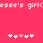 Pixelated text 'esse's girl' repeats across a bright pink background with two of white and pink heart symbols below