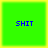 Four identical green square with blue pixelated text "SHIT" centered on each , arranged in a with yellow borders between them