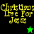 Pixelated yellow text "Christians Live For Jesus" on black and green backgrounds with a star symbol changing color.
