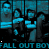 A 15-frame animated contact sheet showing a person in various poses with repeated "FALL OUT BOY" text across the bottom of each frame, rendered in blue and black tones on a gray background.