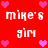 Red background with repeated white text 'mike's girl' and pink heart symbols arranged in a pattern