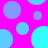 A static pattern of overlapping blue and cyan circles on a bright pink background with no visible text or figures.