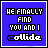 Blue background with white pixelated text reading "WE FINALLY FIND YOU AND I collide" in three lines, where the word "collide" is animated to change color across frames.