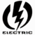 Black and white lightning bolt icon with 'ELECTRIC' text below, orange version of same design, blue-and-white goggles-like object on right.