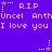 Purple background with repeated pink text and star symbols in two , each containing 'R.I.P', 'Uncel AnthUncel AnthUncel Anth', and 'I love you' text segments