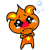 Pixelated orange cartoon character with yellow ears, black eyes, red cheeks, and a yellow star on its chest; tears stream from eyes as it crosses arms over chest.