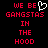 Pixelated red text on black background with white heart symbol replacing 'G' in 'GANGSTAS', two identical side-by-side layouts.