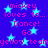Blue background with light blue stars and pink text repeating 'mickey loves to... Dance! Go yellow team' in a pattern