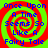 A static image with a green background and red spiral pattern, displaying blue text reading "Once Upon A Time Seems So Like A Fairy Tale" in four identical quadrants.