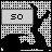 Pixelated black-and-white animation of a stylized figure with a dotted background, displaying sequential text changes in a rectangular box.
