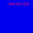 Four colored display the text 'amanda' in pixelated font, with blue top-left, purple top-right, red bottom-left, and dark purple bottom-right sections