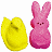 Pixelated yellow chick and pink bunny icons stand side-by-side on white background, with green text 'OriginalIcons.com' on dark green to right