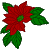 Static pixelated image of a red poinsettia flower with green leaves on a gray background, rendered in low-resolution 8-bit style typical of early internet graphics.