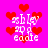 Pixelated icon with bright pink background, red heart shapes, and white text reading "ashley spade eadie" in three lines.