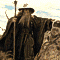 Animated sequence of fantasy characters in medieval-style clothing against mountainous backdrop, showing character transitions and pose changes.