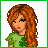 Animated contact sheet of 11 pixel art frames featuring a red-haired woman in green clothing with shamrocks, rainbow, and text elements like "Kiss me." and "I'm Irish" on white backgrounds.