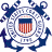 A 48x48 pixel animated contact sheet showing two frames: a U.S. Coast Guard emblem on the left and an orange helicopter in flight on the right, both rendered with low-resolution dithering.