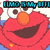 Red cartoon character with large orange nose, wide brown eyes, and open mouth smiling; blue background with yellow dots.
