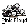 Animated contact sheet of 16 Pink Floyd-themed buddy icons showing various band-related imagery and animation states on a gray background.