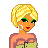 Pixel art of a blonde woman with green eyes and red lips wearing pink top, light green pants, earrings, and purple hair clip; partial bikini-clad figure to right; 'Sexy' text below.