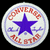 Circular icon with white background, purple border, red text "CONVERSE ALL STAR" around a blue star at center.