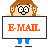 Pixel art character in orange shirt and blue pants shown across multiple poses including holding an E-MAIL sign, walking, turning, and standing with hands on hips.