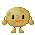 A 3x3 grid of pixelated animated frames showing a round golden-brown cookie character with black eyes, orange mouth, and brown limbs in various poses including closed, open, and walking states.