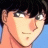 Pixelated anime-style character with black hair and blue clothing, next to black background with white text reading 'Anime IM' and 'com'