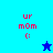 Pixelated icon with red text 'ur mom :)' on blue backgrounds, featuring a star symbol that changes color between dark and light shades.