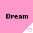 Pink background with repeated 'Dream' text and white triangular icons containing pink hearts.