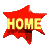 Red star-shaped icon with yellow text 'HOME' on gray background, multiple variations of shape and shadowing.