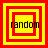 Four yellow squares with red borders display the word 'random' in black text, each with a different red square pattern inside.