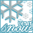 Pixelated winter-themed icon with snowflakes and text elements in blue, gray, and white tones.