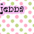 Animated sequence showing three distinct backgrounds with the name 'jebba' in different styles: polka dots, hearts, and a blue rose.