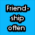 Blue background with black-outlined white text reading 'Friend-ship often ends in love But love in friendship... never' arranged across six