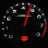 Circular icon with dark background and scattered light-colored dots, featuring a prominent red curved line extending from top to bottom right and a small solid red square near the bottom center.