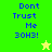 Green and yellow pixelated text displays 'Dont Trust Me 30H3!' with a star icon, transitioning from light green to bright green background.