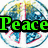 Six circular peace symbols arranged in two of three, each with a different colored 'Peace' text overlay