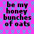 Pixelated text on a bright pink background with cyan geometric patterns, repeated four times in a