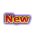 Four distinct 'New' text icons arranged in a , each with unique color schemes and styling against a gray background