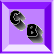 Two black and white pixelated icons with 'C' and 'B' symbols on a purple background, showing slight positional shifts between frames.