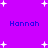 Purple background with white star shapes and blue text reading "Hannah" in four positions.