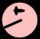 Two side-by-side animated frames of a light pink circular icon with black geometric shapes on a dark background, showing sequential motion between the two states.