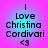 Four identical pixelated text-based icons arranged in a , each displaying 'I Love Christina Cordivari <3' on a gradient background