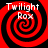 Four identical red and black spiral patterns with white text reading "Twilight Rox" overlaid on each.