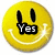 Yellow smiley face icon with 'Yes' text over eyes, anime-style character icon with 'Its true' text, and white abstract symbol on black background with 'Im taken' text.