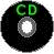 Four circular black icons with central gray rings display green "CD" text in different positions across frames.